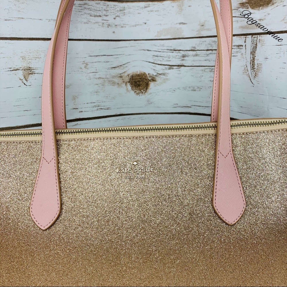 Holiday Rose gold Kate spade joeley Tote Glitter - Picture 2 of 8
